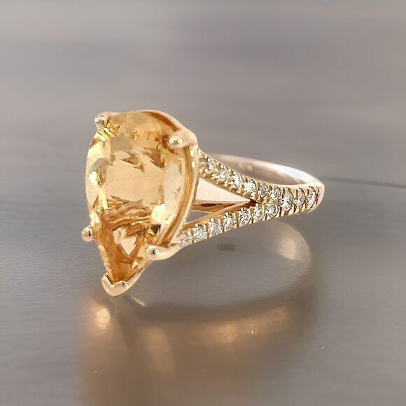 Natural Citrine Diamond Ring 6.5 14k Y Gold 4.79 TCW Certified $3,950 310632 - Picture 13 of 16